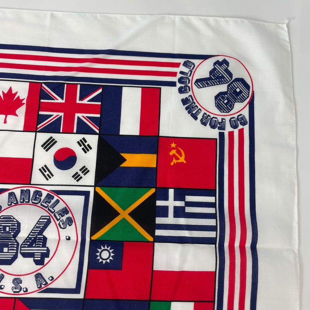 Vintage Olympic Bandana 1984 NWT Flags Los Angeles USA Go For The Gold Scarf - Picture 3 of 9